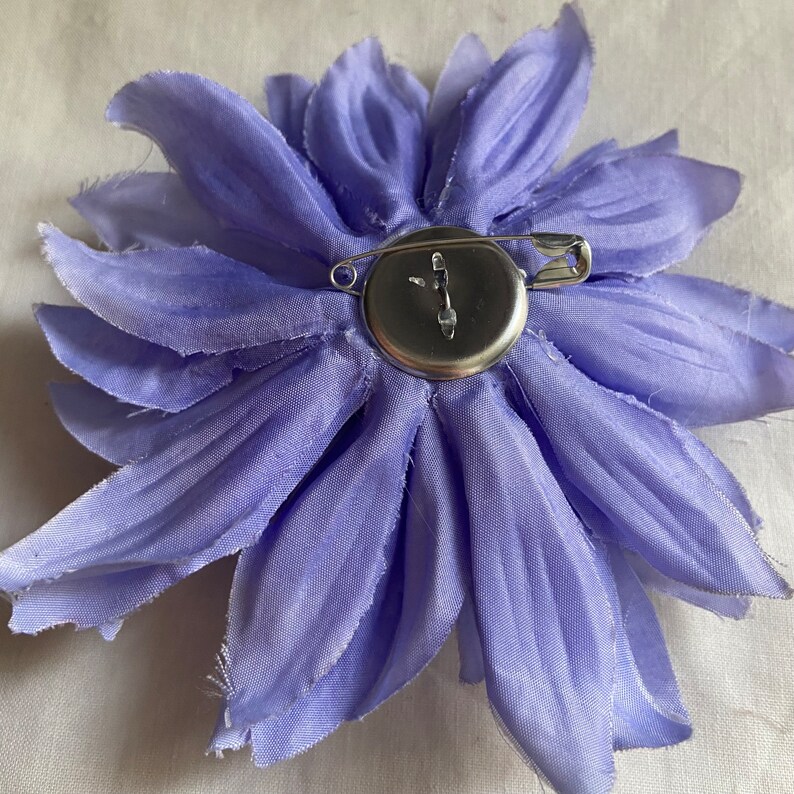 Blue fabric flower brooch with pearl blue wedding flower large 12cm pin brooch image 5
