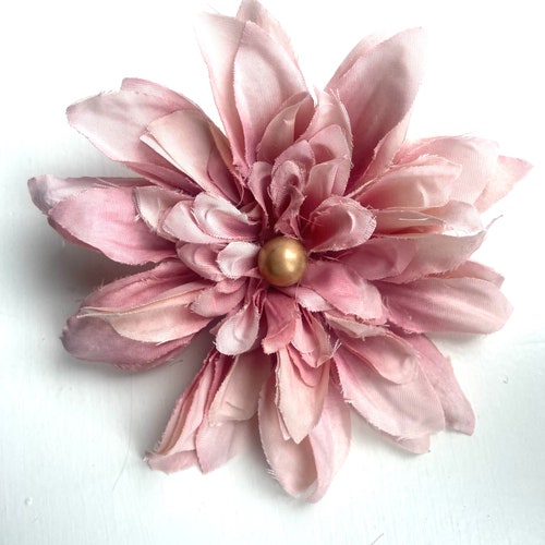 Large SHINY White Flower Brooch Pin Handmade Fabric Silk Big Etsy