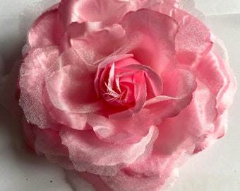 Fabric flower brooch pink rose flower brooch 7 inch statement pin flower gifts for mom