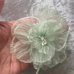 Mint green chiffon rose choker on suede chord delicate singe flower pastel green 10cm chiffon bridal accessories image 5