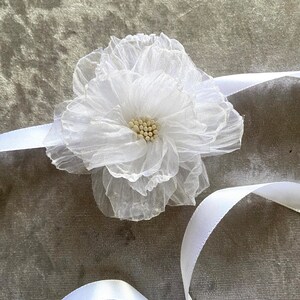 White chiffon rose choker on satin ribbon delicate singe flower white 10cm bridal accessories image 3