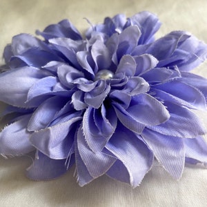 Blue fabric flower brooch with pearl blue wedding flower large 12cm pin brooch image 9