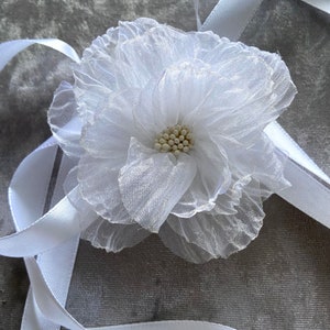 White chiffon rose choker on satin ribbon delicate singe flower white 10cm bridal accessories image 8