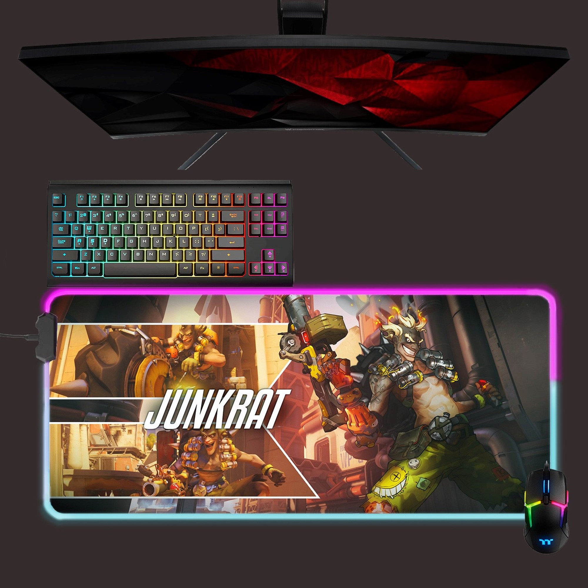 Overwatch led mouse mat, Junkrat rgb mouse pad, gaming mouse pad, gift for gamer