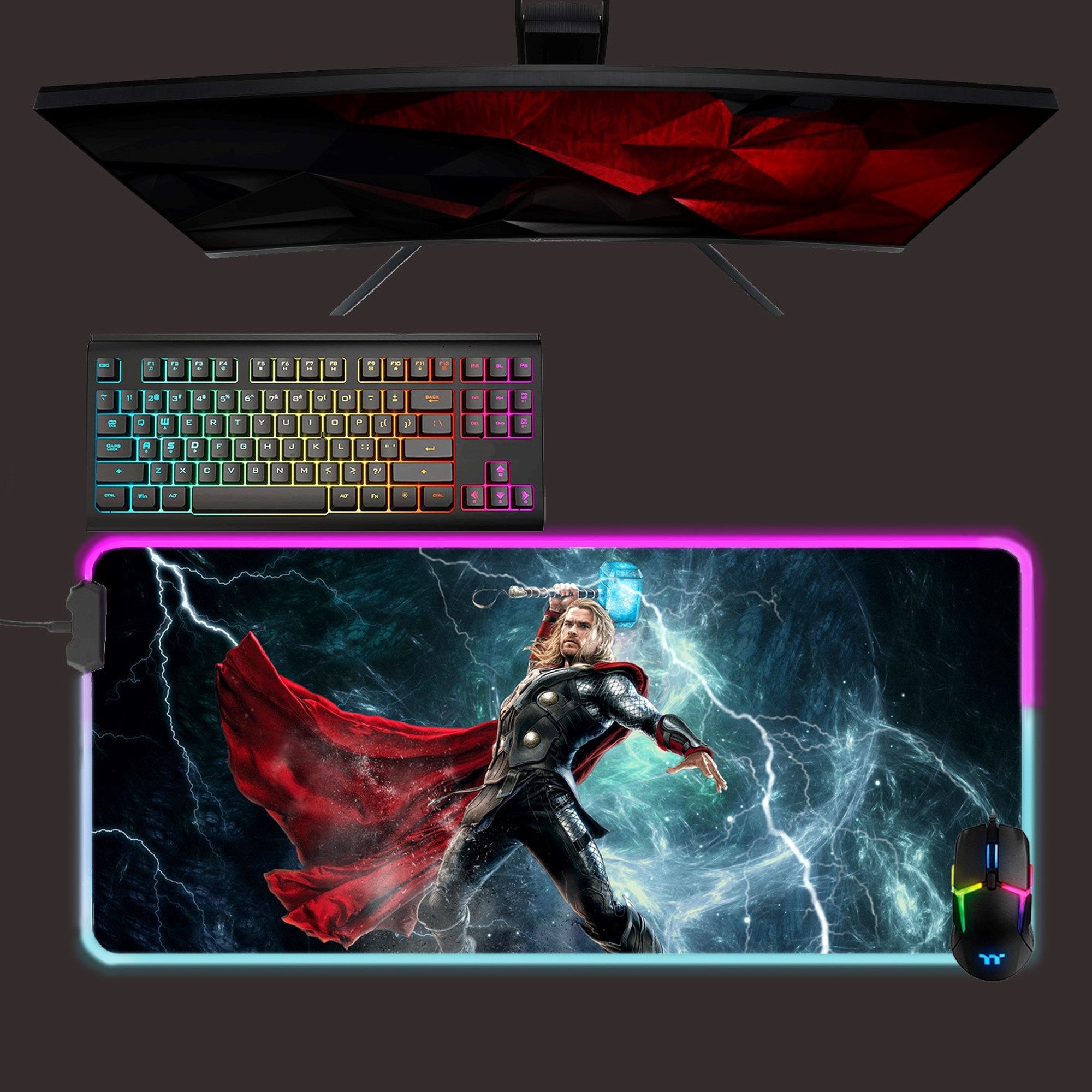 Thor led mouse mat, Avengers rgb mouse pad, gaming mouse pad