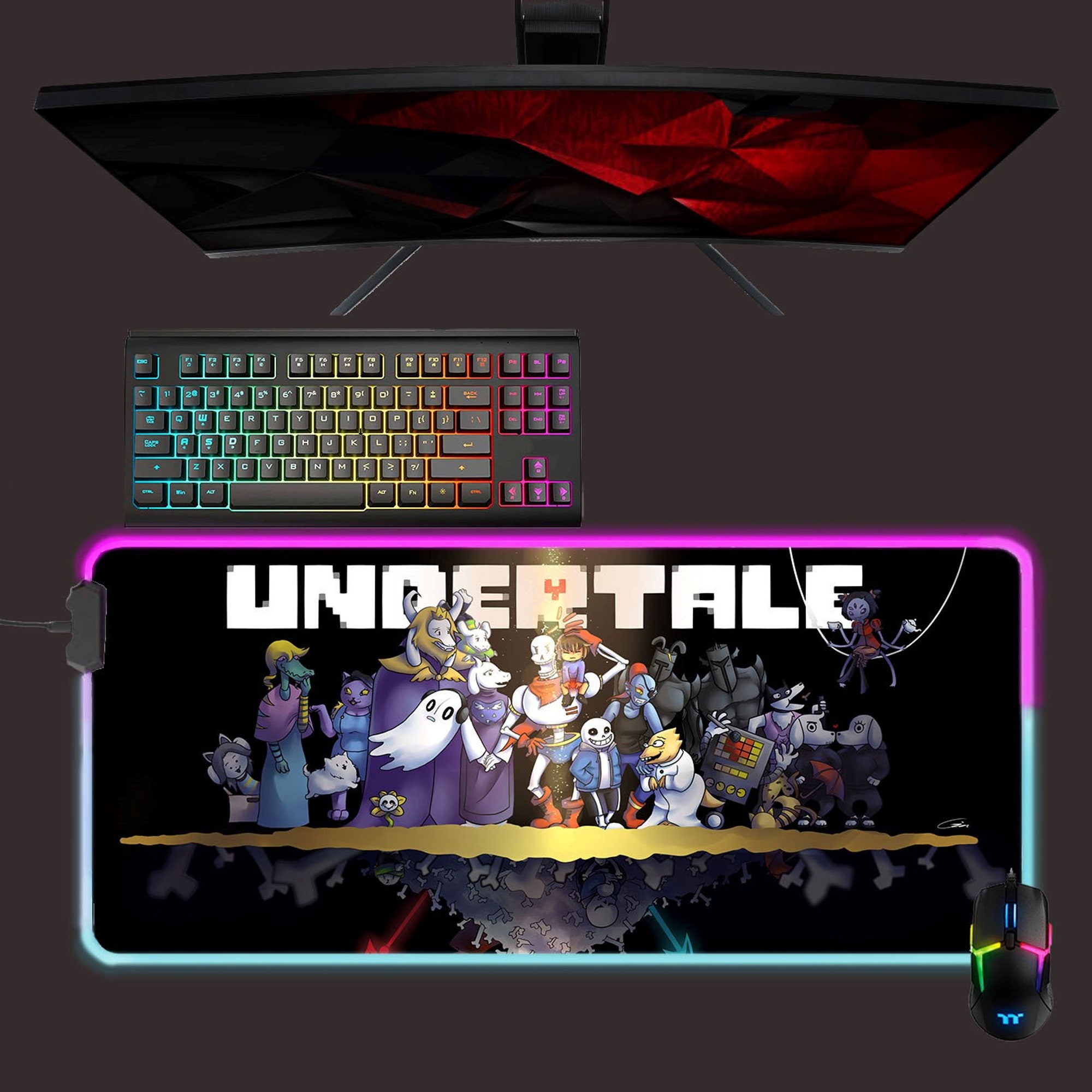 Discover Undertale led mouse mat, Sans, Papyrus characters rgb mouse pad, gaming mouse pad, desk mat, gift for gamer