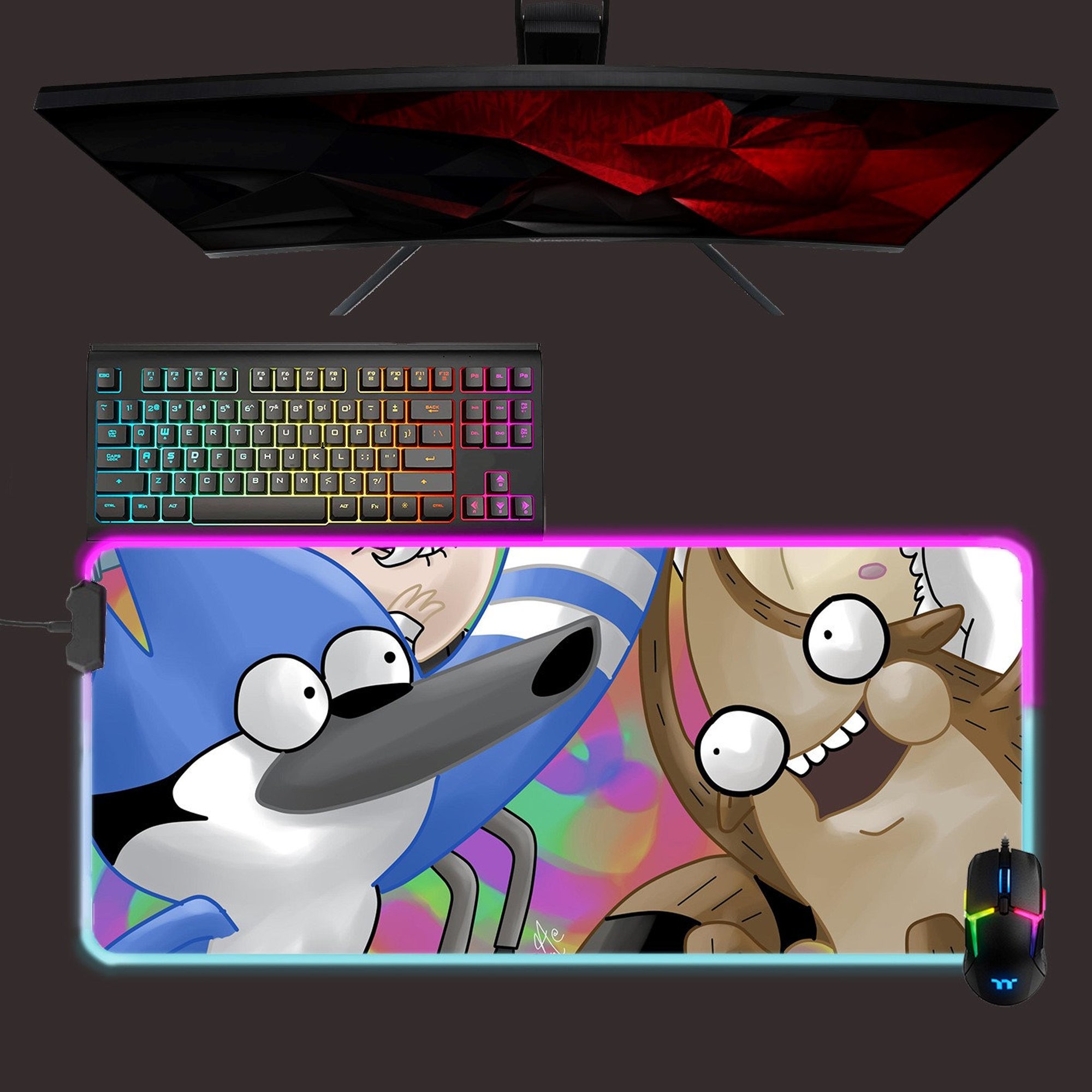 Regular Show led mouse mat, rgb mouse pad, gaming mouse pad