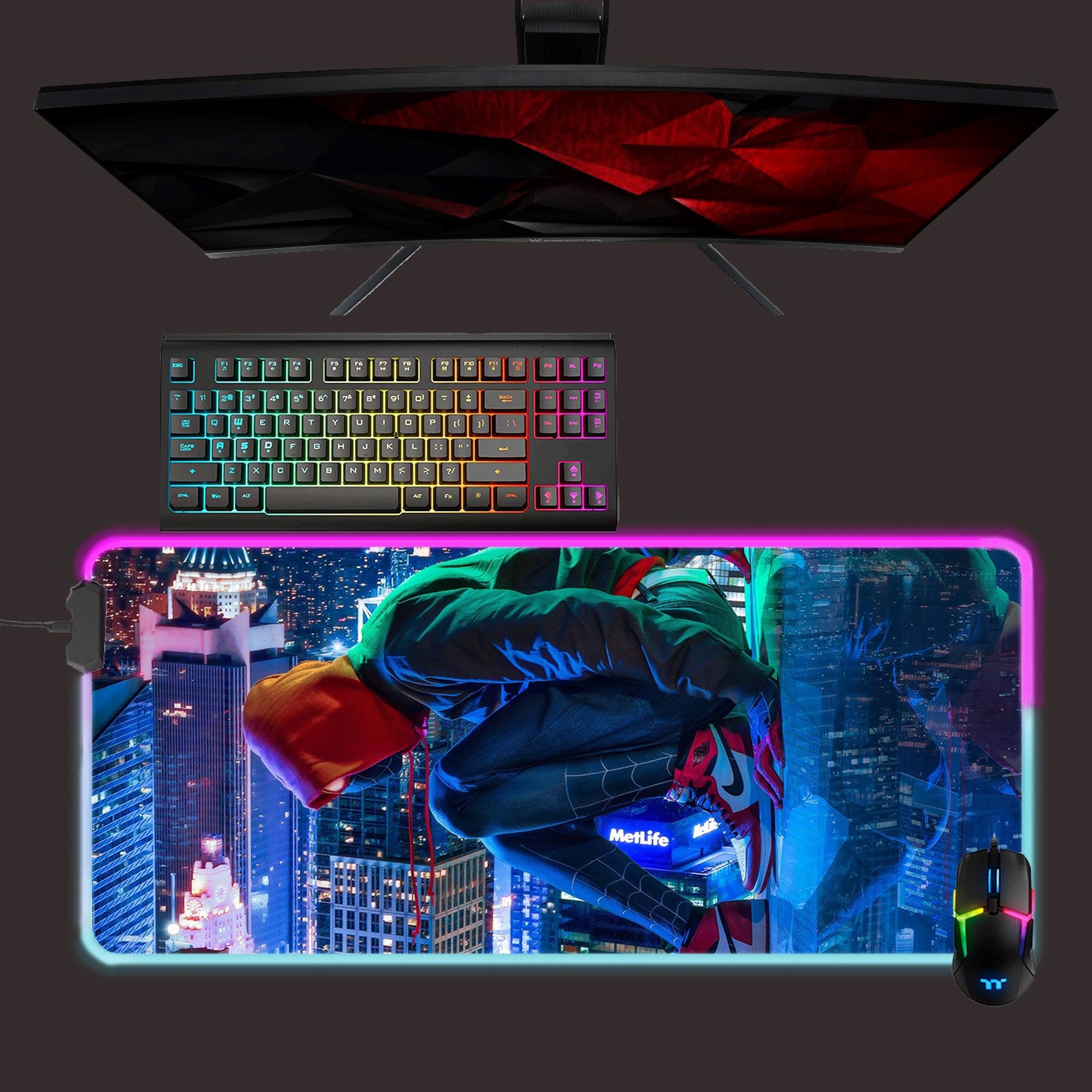 Into the Spider Verse led mouse mat, Spiderman rgb mouse pad