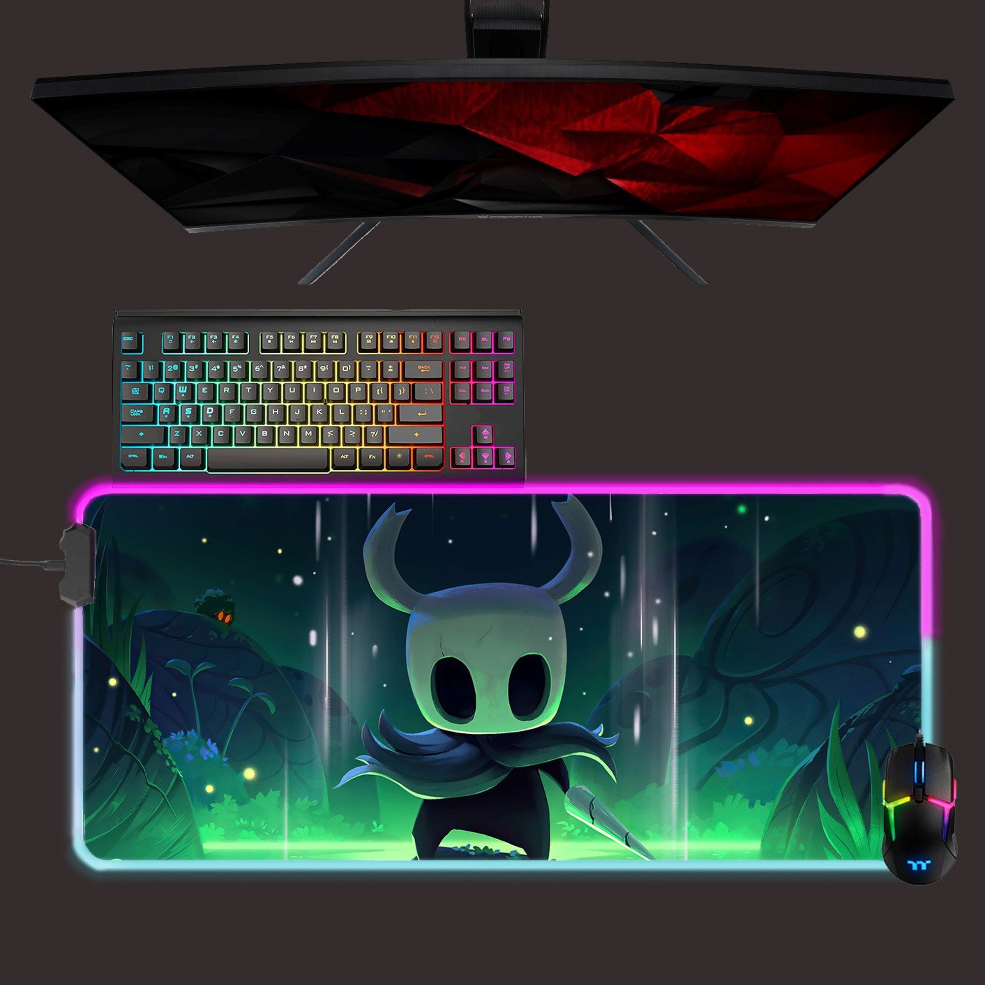 Hollow Knight led mouse mat, rgb mouse pad, gaming mouse pad, desk mat, gift for gamer