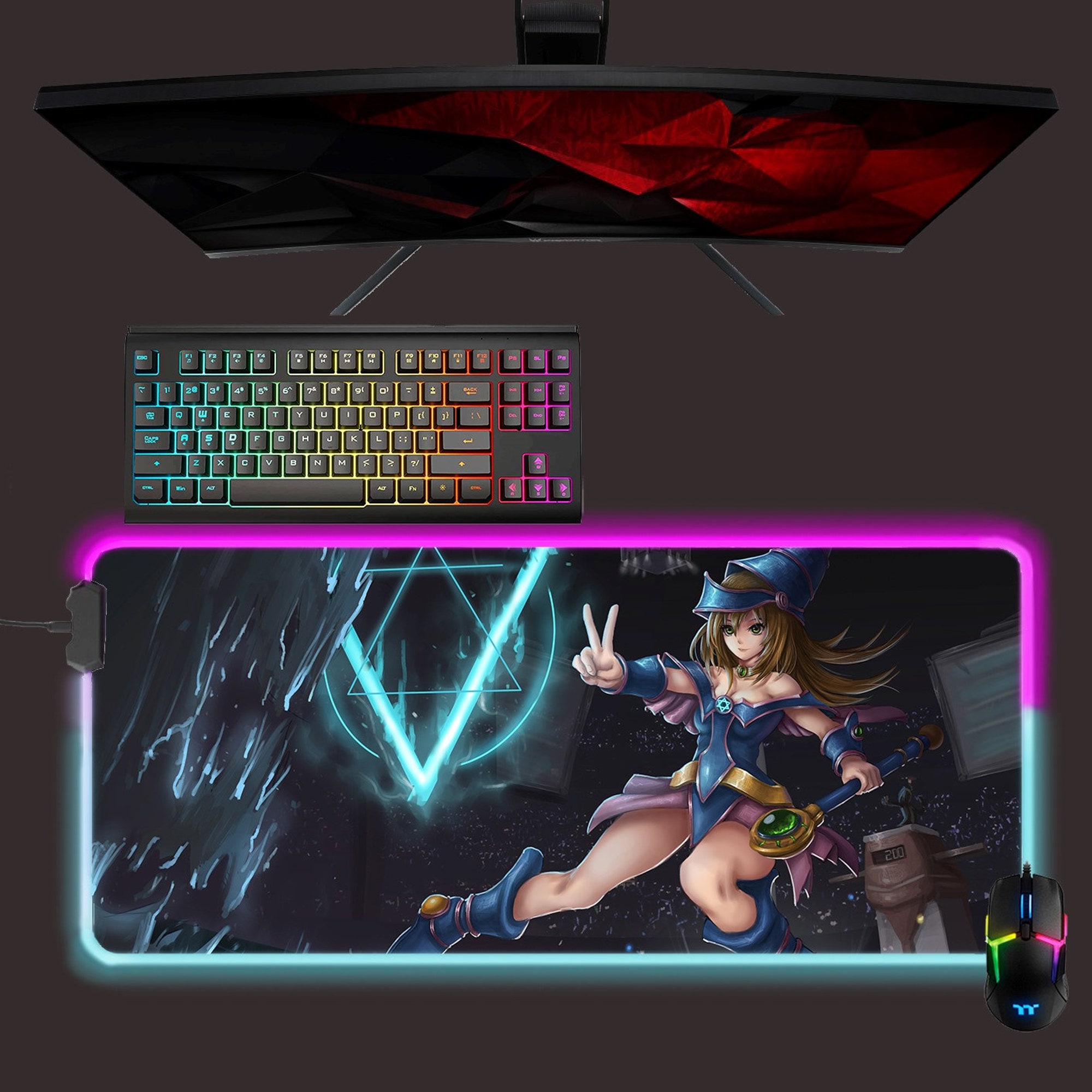 Yu-Gi-Oh led mouse mat, Dark Magician Girl rgb mouse pad, gaming mouse pad, desk mat, gift for gamer