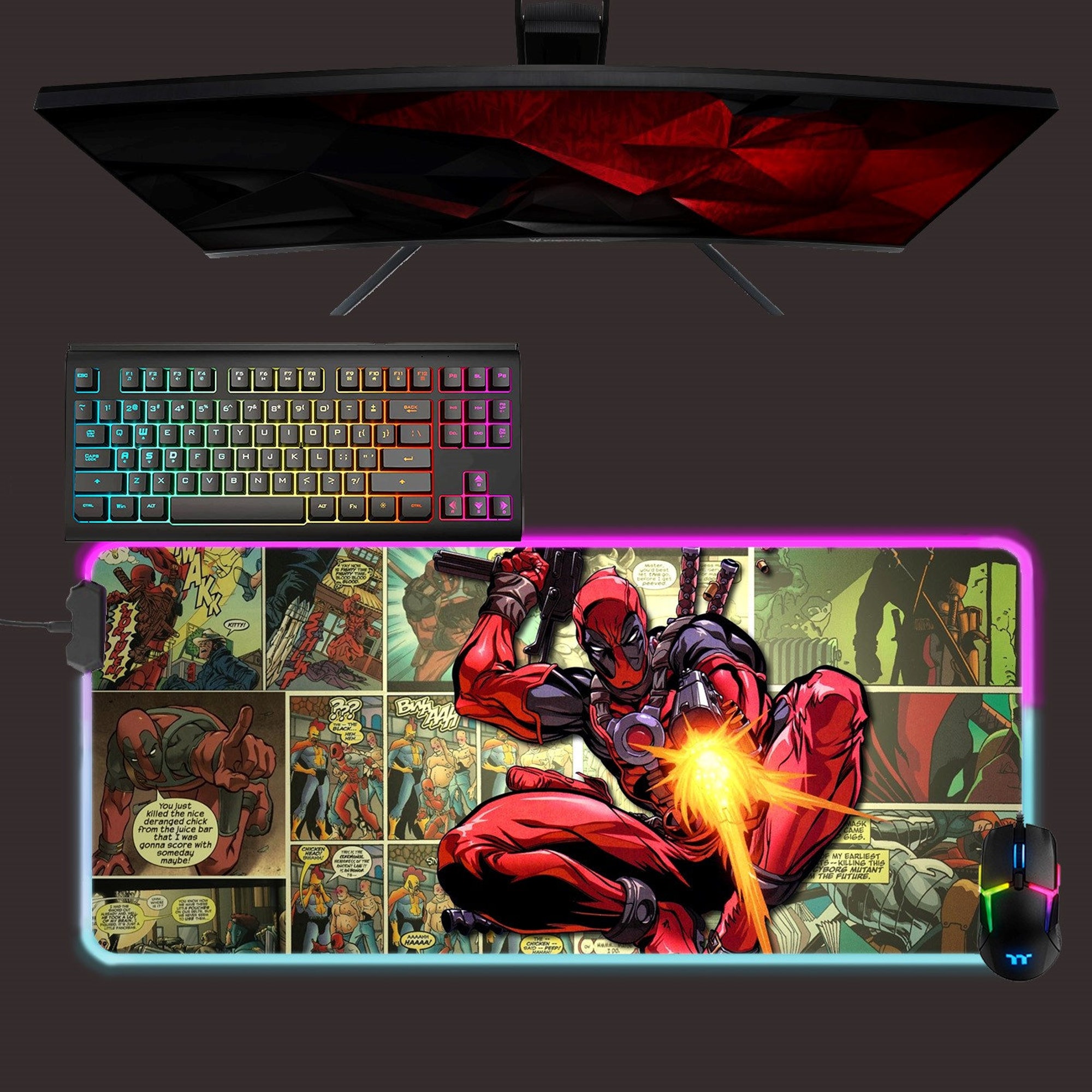 Deadpool led mouse mat, rgb mouse pad, gaming mouse pad, gift for gamer