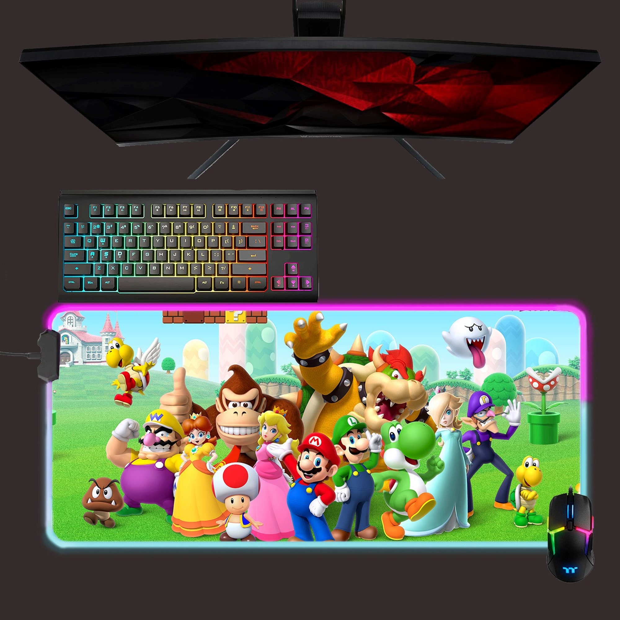 Super Mario led mouse mat, Bowser rgb mouse pad, gaming mouse pad