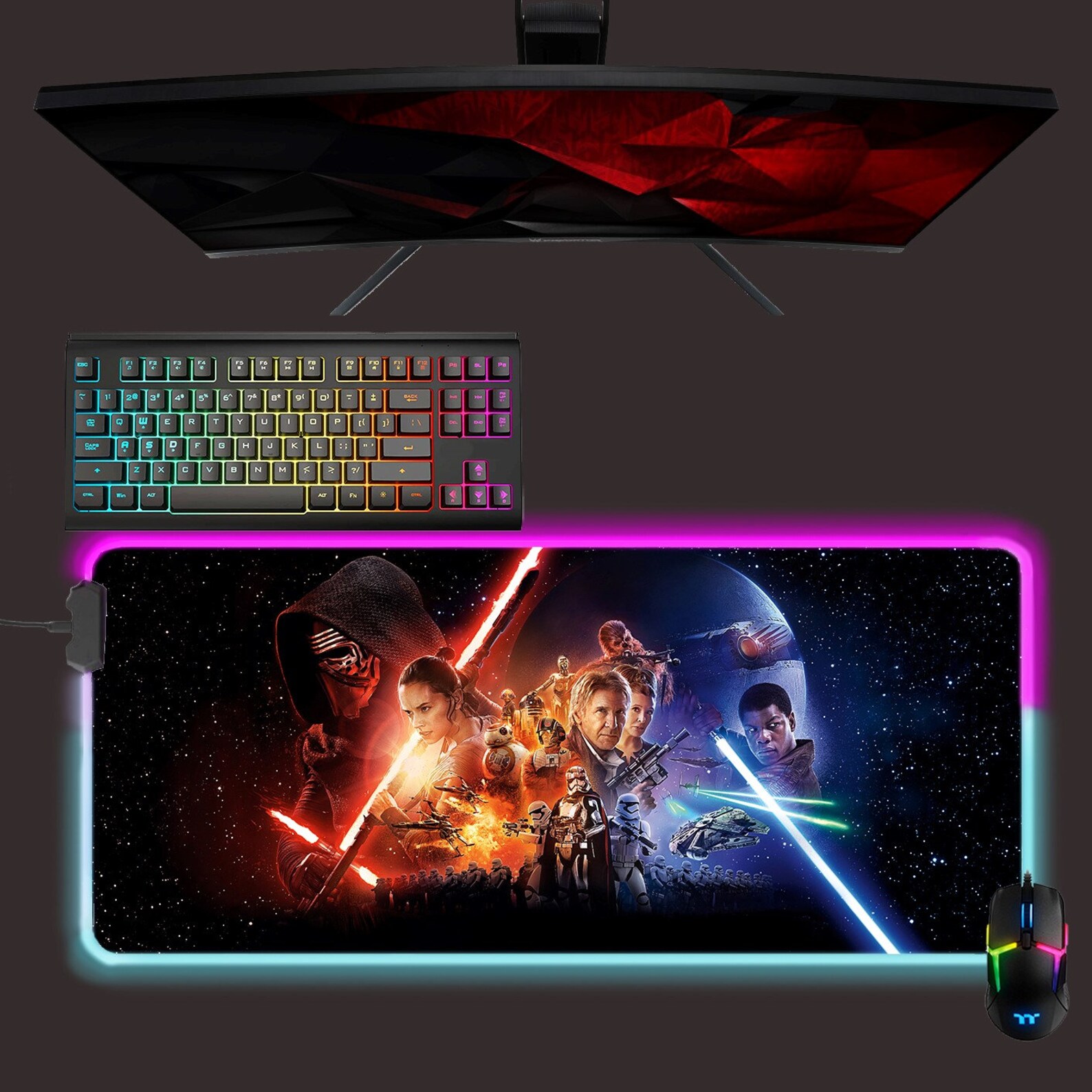 Star Wars Led Mouse Mat Rgb Mouse Pad Gaming Mouse Pad Desk Etsy