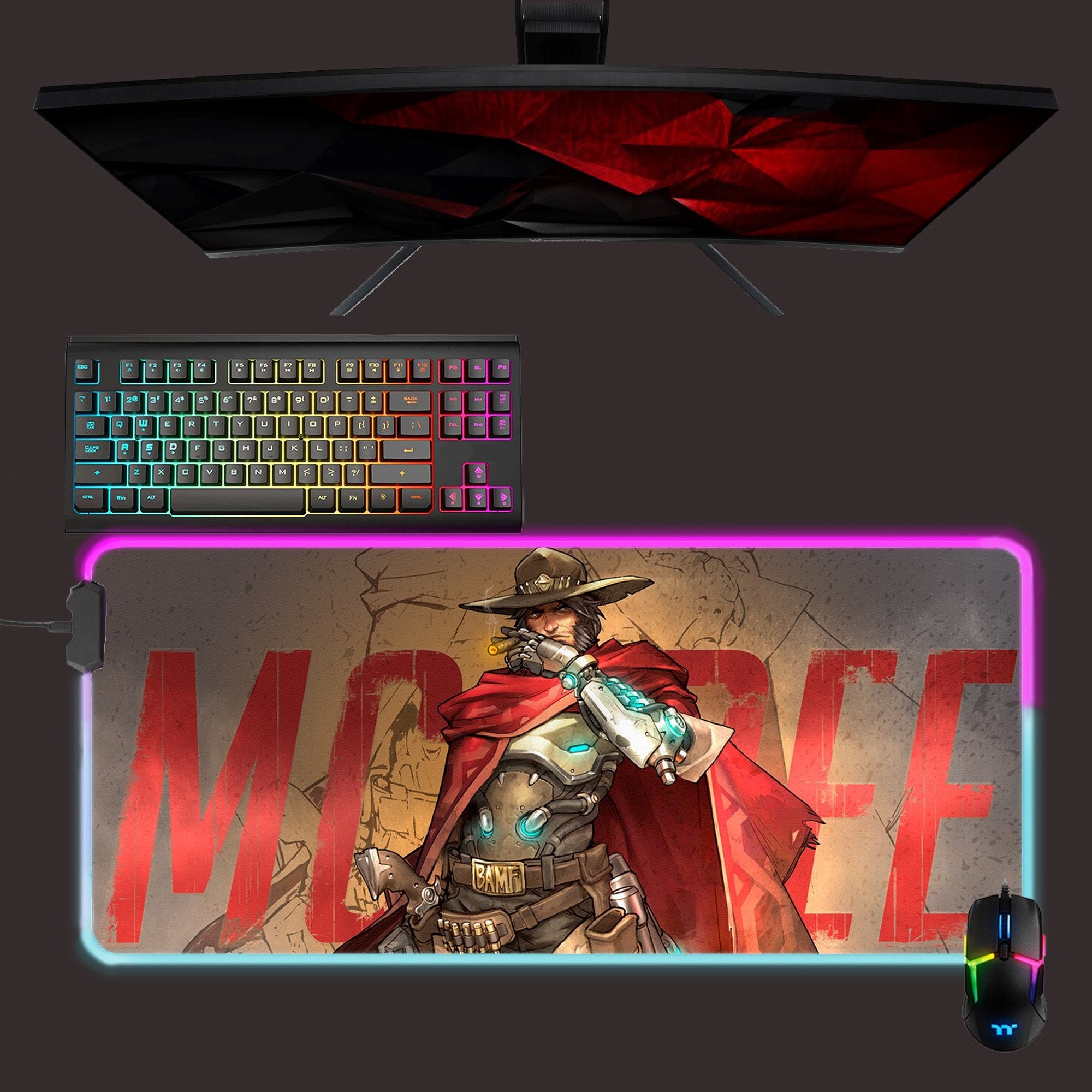 Overwatch led mouse mat, McCree rgb mouse pad, gaming mouse pad