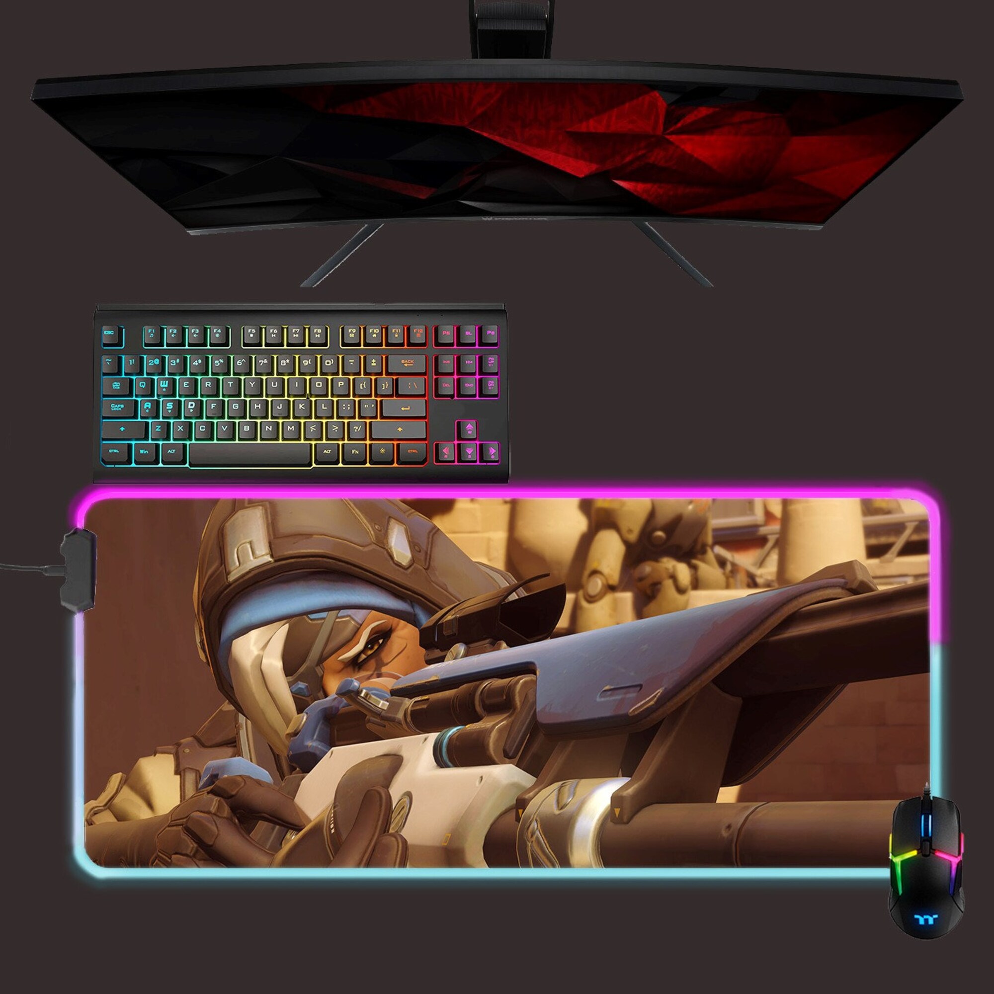 Overwatch led mouse mat, Ana rgb mouse pad, gaming mouse pad, gift for gamer