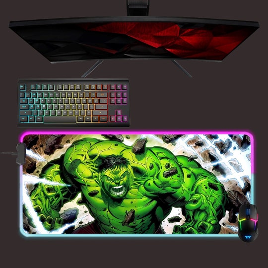 Hulk led mouse mat, rgb mouse pad, gaming mouse pad, desk mat, gift for gamer