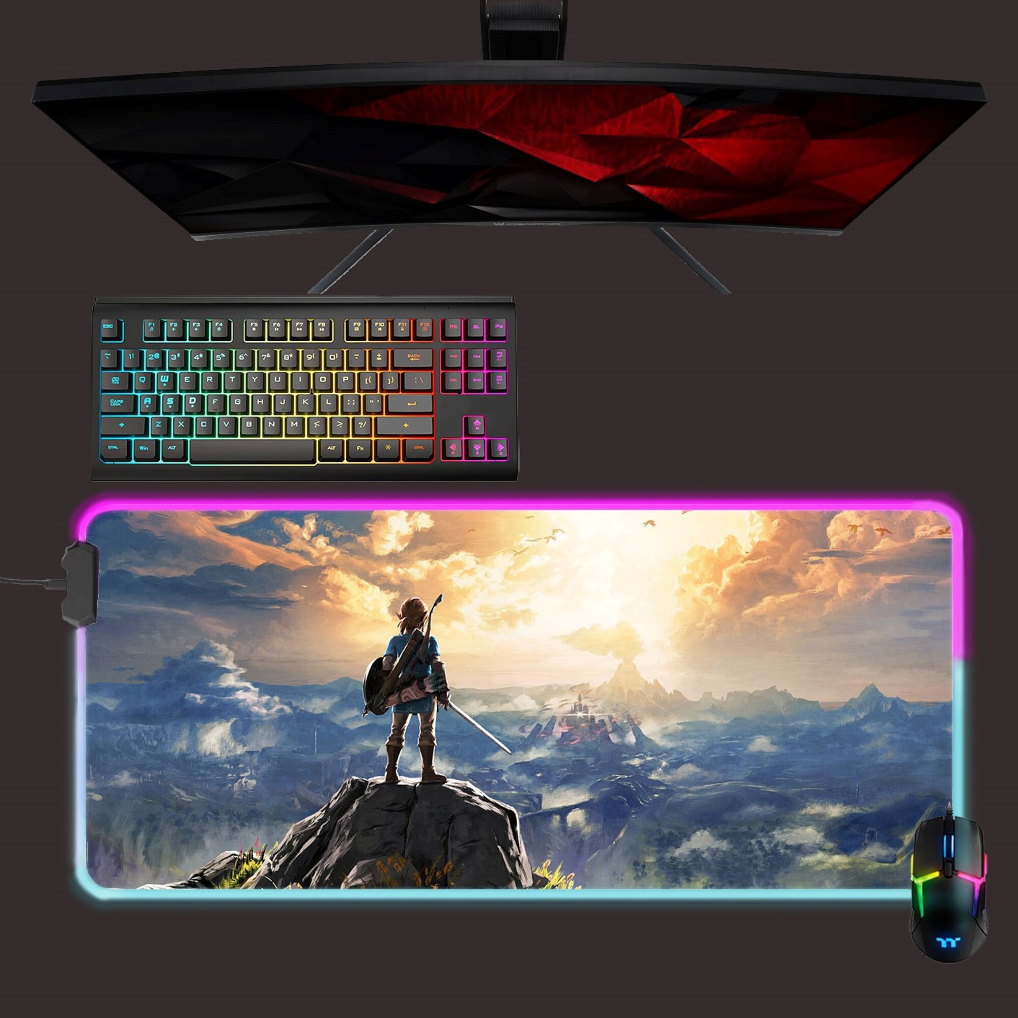 The legend of zelda led mouse pad, Breath of the wild Link rgb mouse mat, gaming mouse pad, led desk mat
