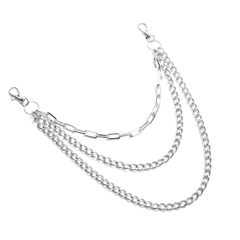 Layered Wallet Chain for Men Jeans Chain Silver Stainless Etsy