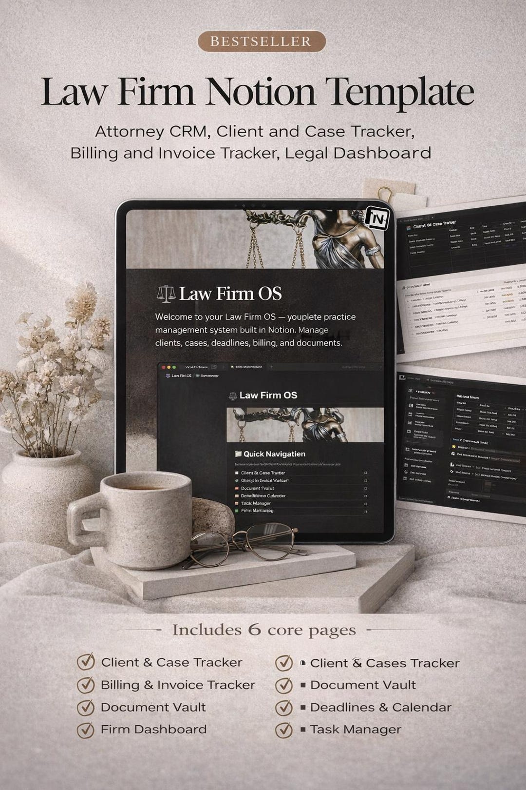 Law Firm Notion Template, Attorney CRM, Client and Case Tracker ...