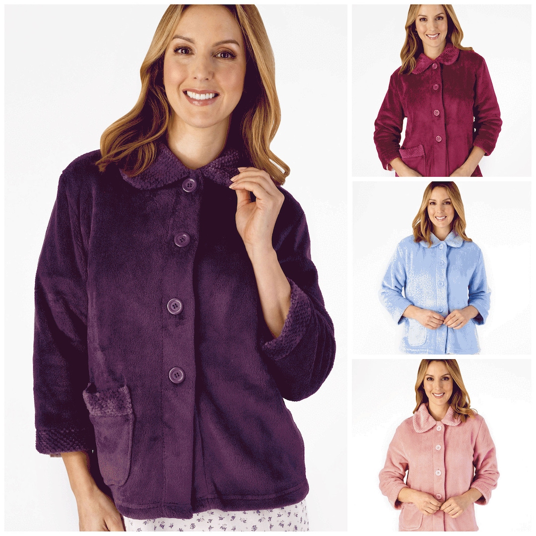 Ladies Bed Jacket Beautiful Soft Fleece Bed Jacket Mini Waffle 3/4