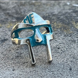 MF DOOM ring handmade DOOMsday ring - stainless steel in various sizes. More colours available. Hip hop ring in blue, green, red, purple