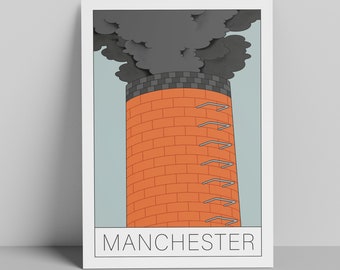 Manchester Art Print: Industrial Revolution Vintage Style Poster