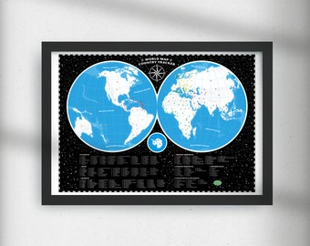 Carte du monde pays Tracker - carte murale de style vintage - cadeau