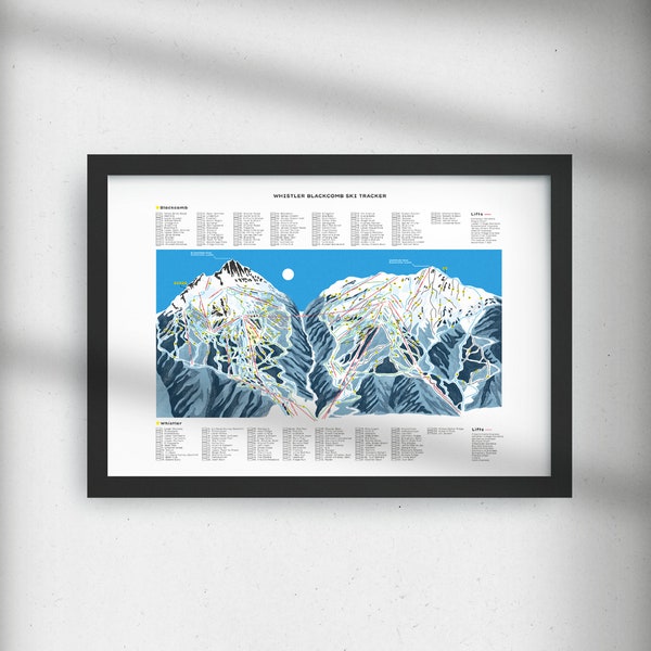 Whistler Blackcomb Trail Track Map - Ski Map Wall Art Canada, Piste Map Run Tracker North America, British Columbia, Digital Version