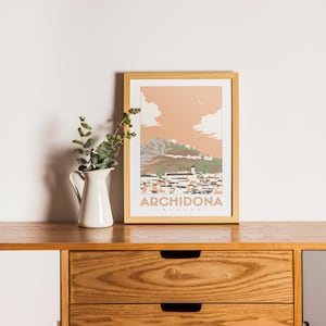 Archidona, sur de España, póster de viaje vintage al atardecer, regalo, arte de pared, póster de ciudad española, Málaga