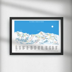 Val D'isére & Tignes Skibaankaart - Skipistekaart Muurkunst Frankrijk - Franse Alpen