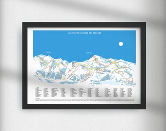 Val D’isére & Tignes Ski Track Map - Ski Piste Map Wall Art France - French Alps