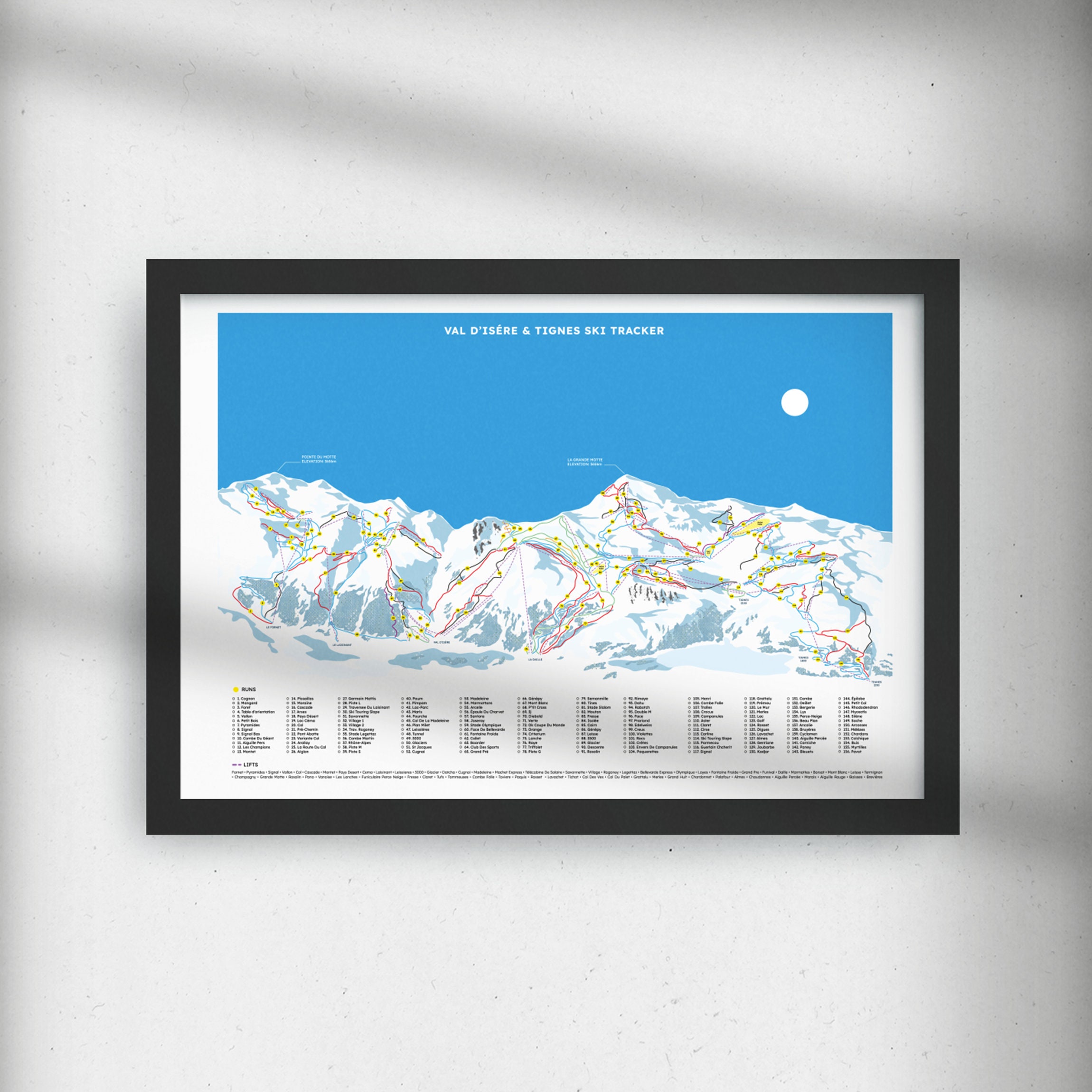 Val D’isére & Tignes Ski Track Map - Ski Piste Map Wall Art France ...