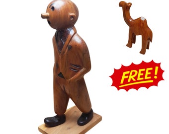 Moroccan Wooden Tintin figurine, wooden Sculpture tintin