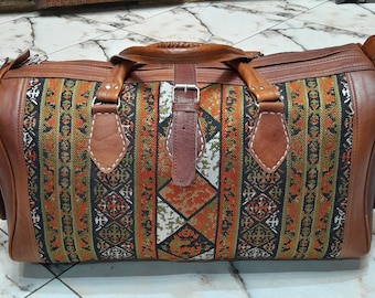 Leather and Kilim Duffle - Limited Edition! leather duffle, kilim bag, women duffle, weekender, overnight bag