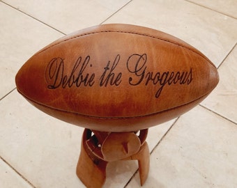 Personalized Vintage Leather Rugby Ball, Personalized Full Size Vintage Rugby Ball Rugby Ball,personalized rugby ball gift