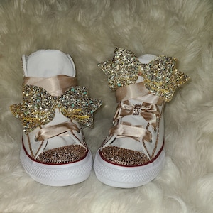 Rose Gold Toddler Converse Shoes Etsy
