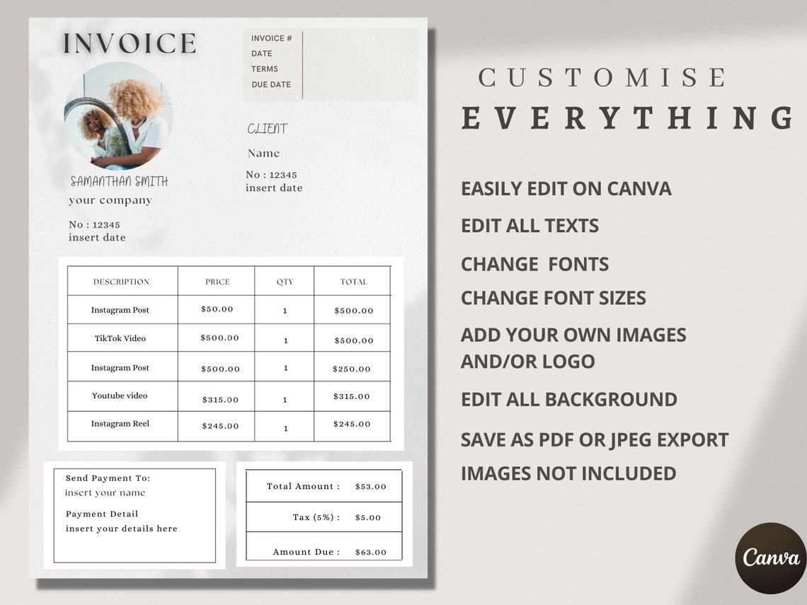 influencer-invoice-template-invoice-template-download-etsy-canada