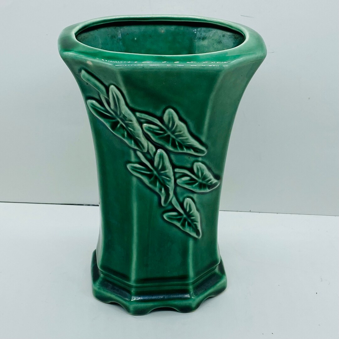 Vintage Sage Green Vase Royal Copley Ivy Philodendron Leaf Etsy