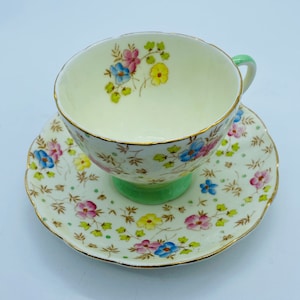 Foley English Bone China floral chintz pattern V2398 Cup and Saucer