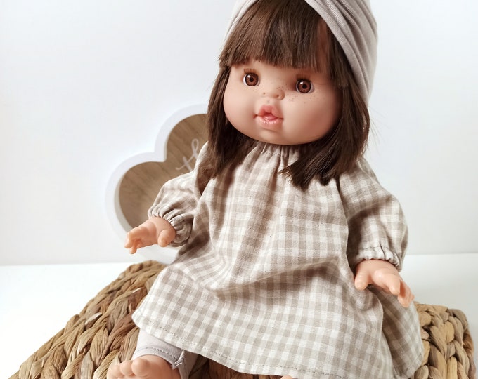 Kleid Turban und Leggings für Puppen 32-43 cm( Minikane, Baby Annabelle, Baby Born) , Puppenkleidung
