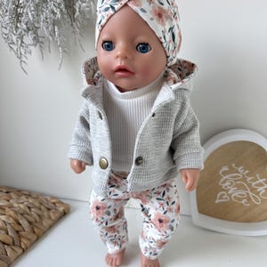 Baby Born Little poppenkleding 36 cm outfit, Baby Annabell poppenkleding, poppenjasje set, T-shirt, legging en hoofdband outfit