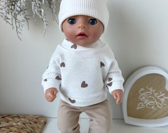 Completo per bambola Baby Born da 36 cm, vestiti per Baby Annabell, completo floreale per bambola, maglione, pantaloni e cappello, vestiti per bambola fatti a mano
