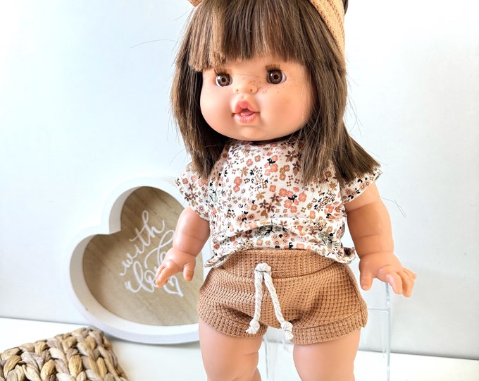 T-Shirt Shorts Stirnband für Puppen 32-36 cm( Minikane, Baby Annabelle, Baby Born little) , Puppenkleidung