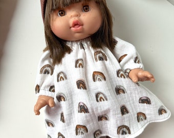 Kleid Stirnband and Leggings für Puppen 32-36 cm( Minikane, Baby Annabelle, Baby Born little) , Puppenkleidung