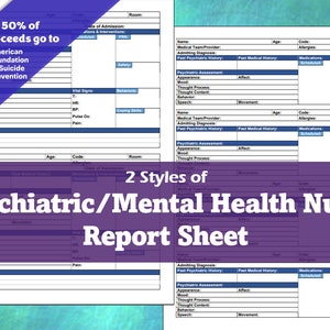 Psychiatric/Mental Health Nurse Report Sheets