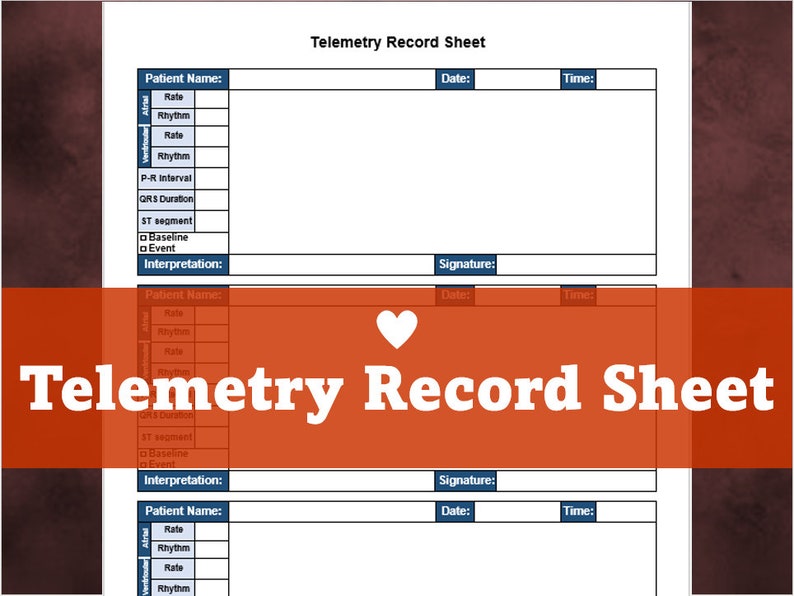 Telemetry/ekg Nurse Report Sheet - Etsy