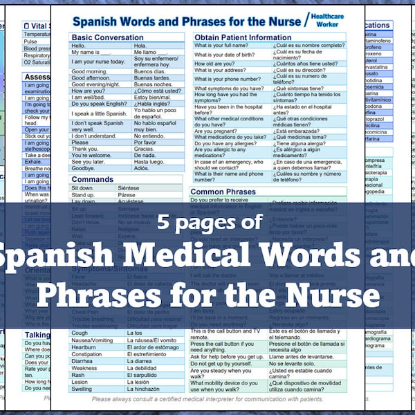 Spanish Medical Phrases for Nurses