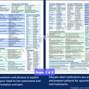 Spanish Medical Phrases for Nurses - Etsy