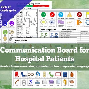 Communicatiebord voor ziekenhuispatiënten (non-verbaal, afasie, geïntubeerd, cognitieve beperkingen)
