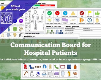 Communication Board for Hospital Patients (nonverbal, aphasia, intubated, cognitive disabilities)